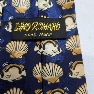 Dino Romaro Mens Neck Tie Blue Blow Fish Sea Shells Ocean